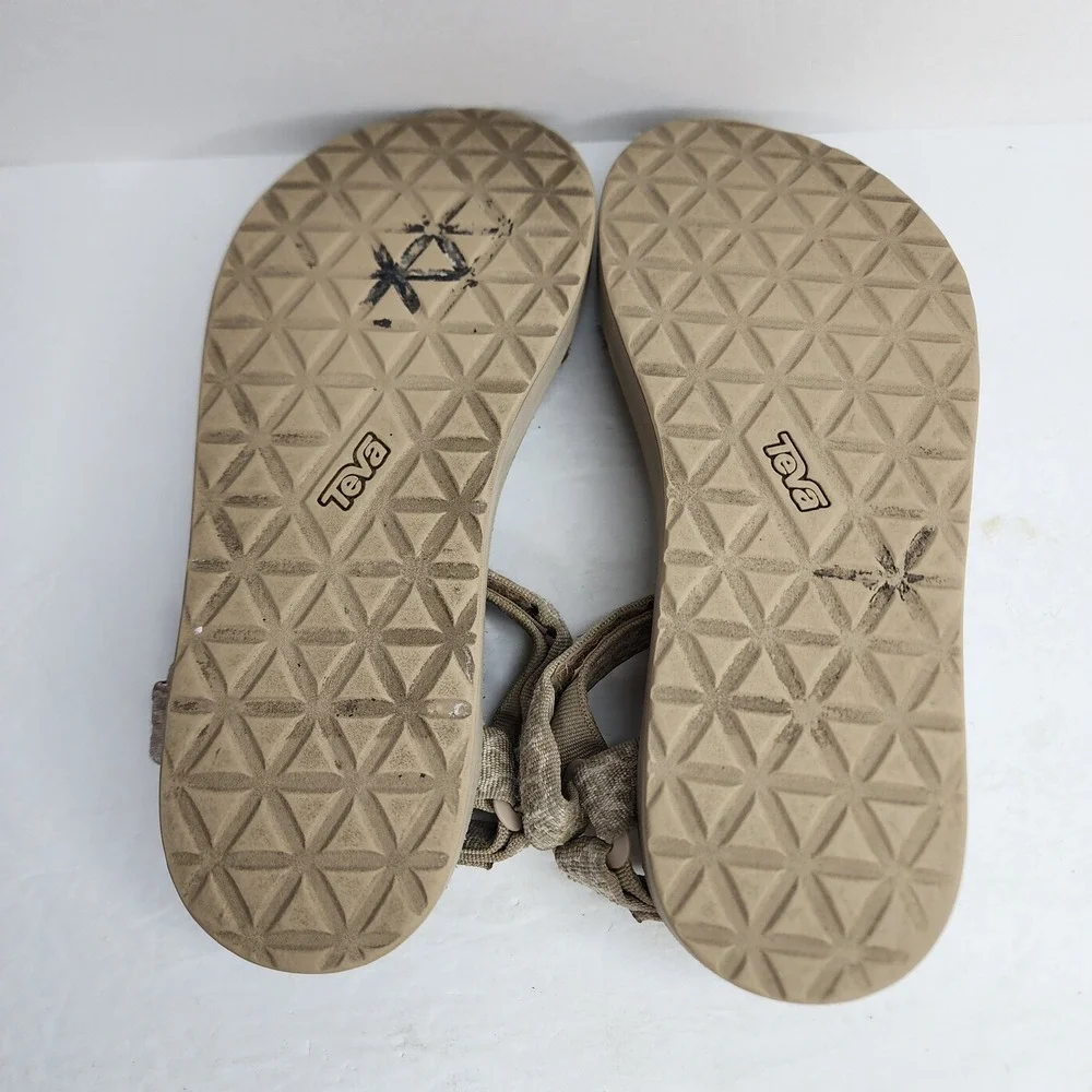 Teva Original Universal Sandals Womens 10 Tan Geometric Adjust Straps Hook Loop